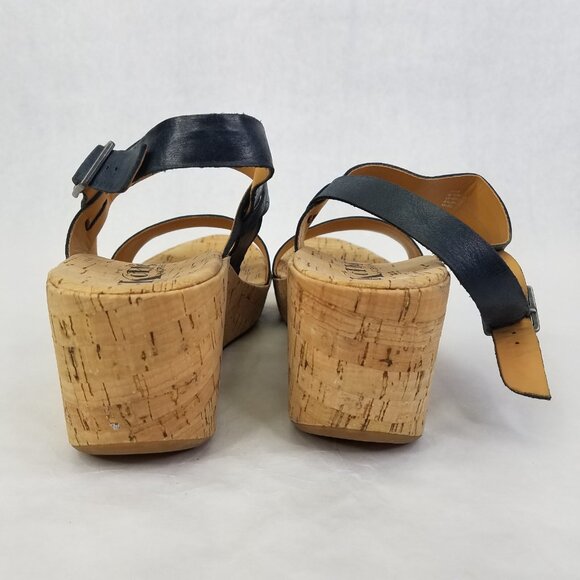 Korks Kork-Ease Austin Sandals Women 11 EU 43 Navy Leather Faux Cork Wedge Shoe - Picture 5 of 16